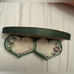 Floral Green Wooden Heart Shelf